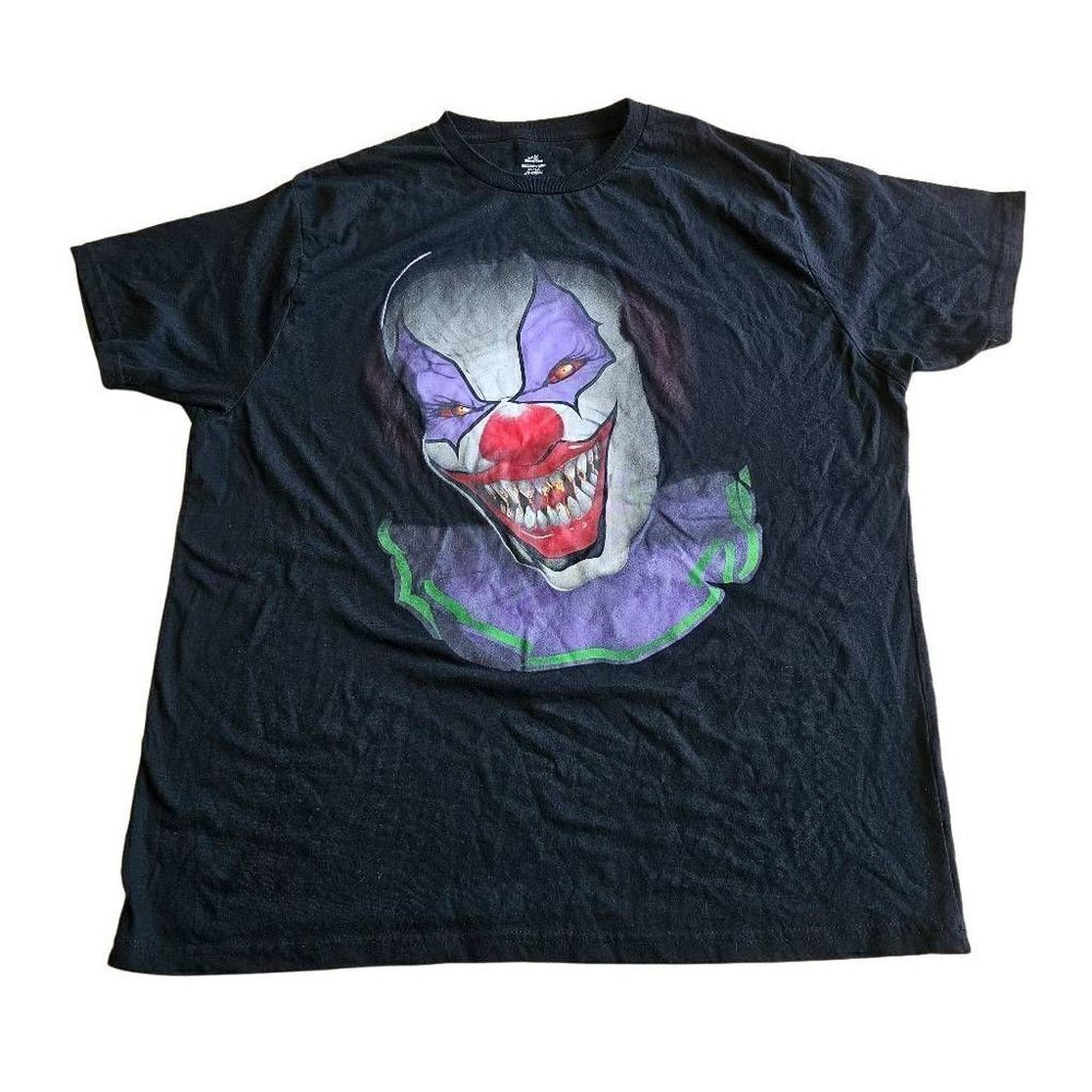 Scary clown face black t shirt Sz XL by celebrate halloween